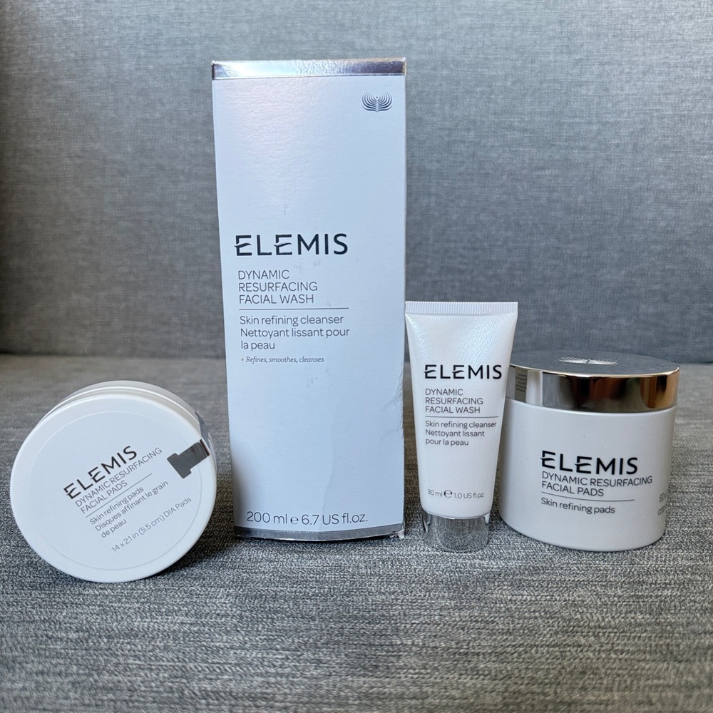 Elemis Dynamic Resurfacing Facial Wash 200ml & Facial Pads 60ct Set New